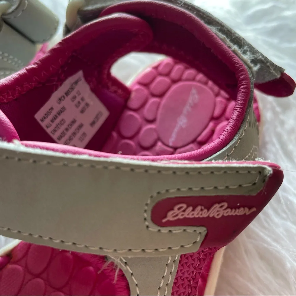 Eddie Bauer pink gray sandals Velcro